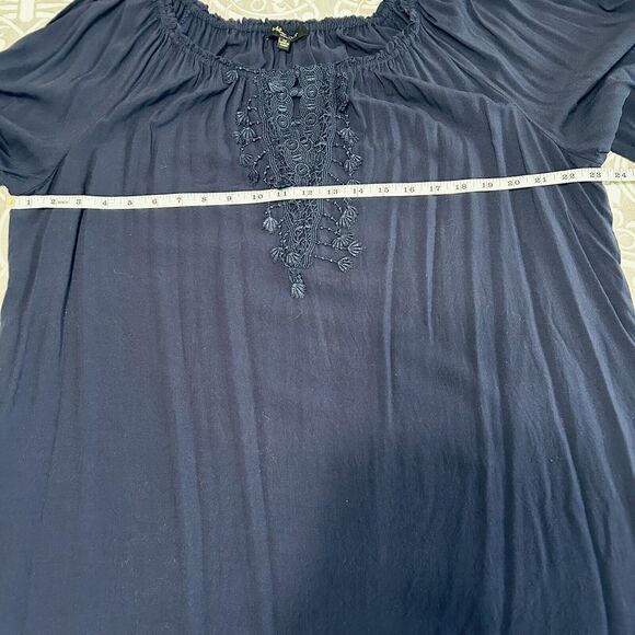 Melissa Paige Woman Top 1X Navy Cold Shoulder Cut Out Lace Feminine Comfy Fairy - Picture 7 of 16